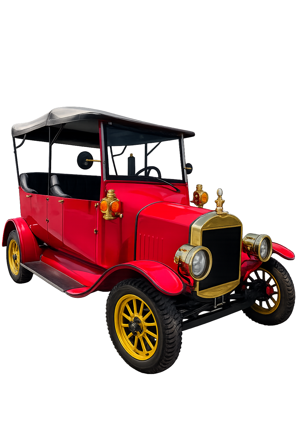 Black vintage touring car ready for a Lisbon city tour
